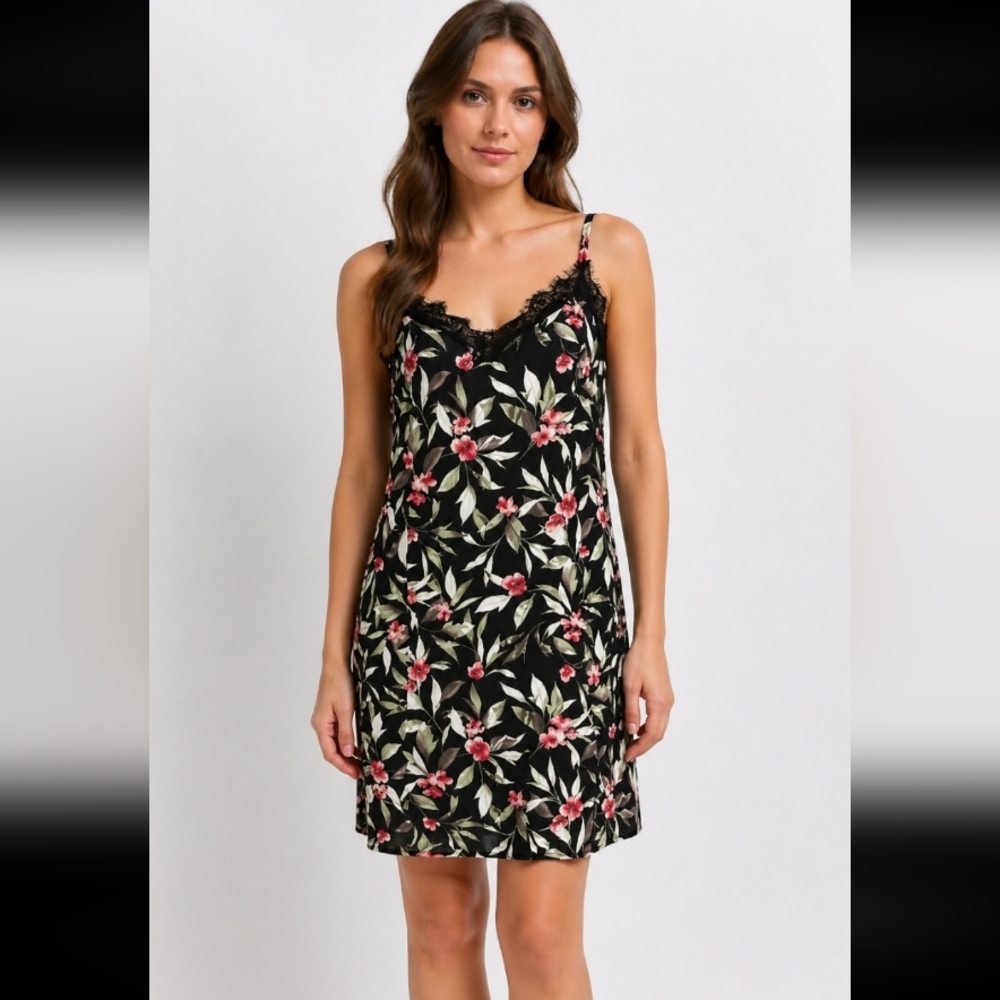 BOBEAU v neck adjustable shoulder straps floral XS